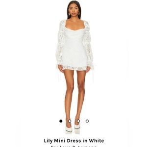 For Love and Lemons Lace Lily White Mini Dress